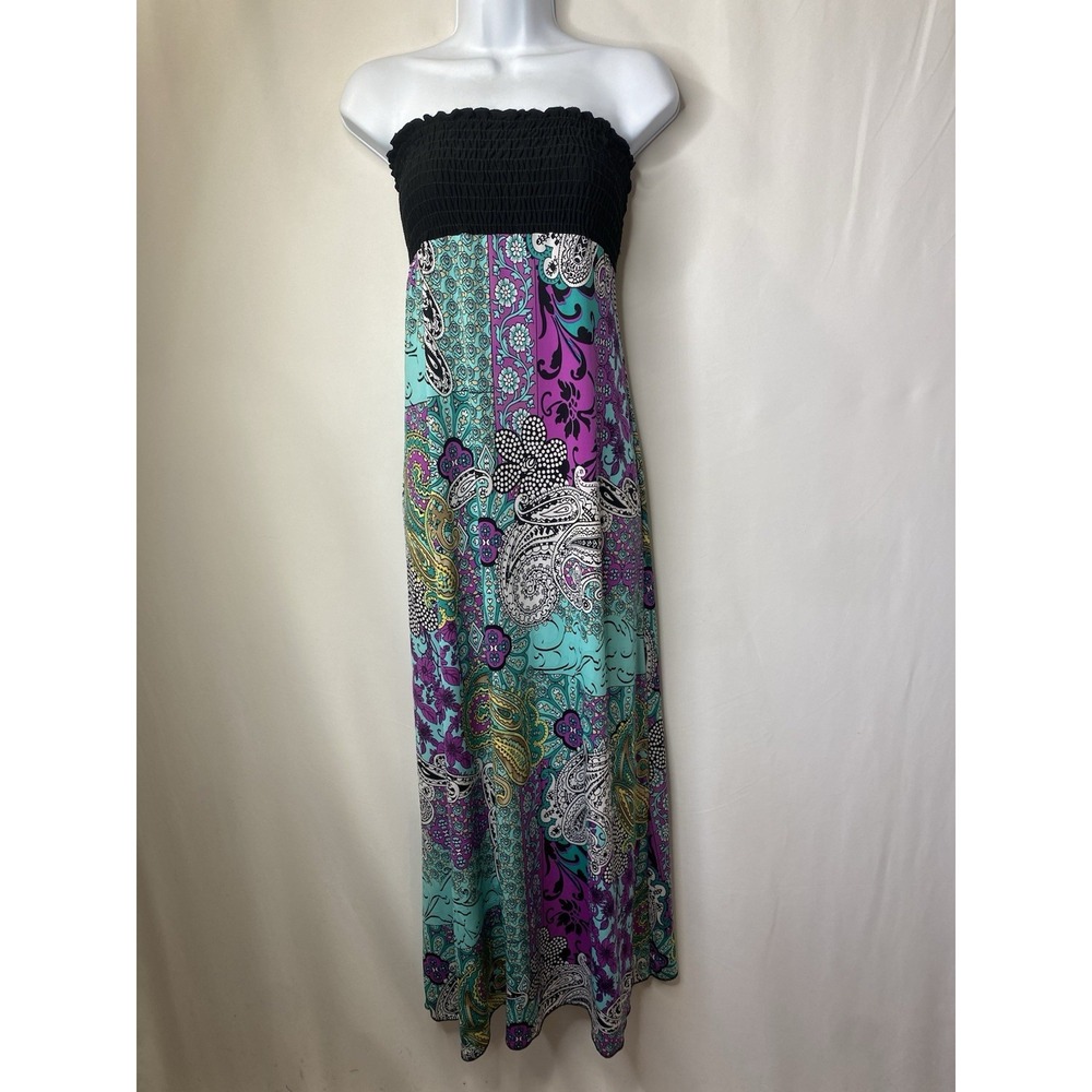 Vintage Wet Seal Dress Y2K Measures Medium Boho Beach Strapless Summer VACA Fun